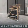 Carrito de Comedor Comercial KTV de Hotel de Tres Niveles de Acero Inoxidable y Vidrio Carrito para Bebidas Carrito de Entrega de Comida para Salones Privados de Restaurante Carrito de Mano para Pasteles