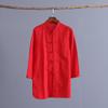 26 Ropa de Otoño de Algodón y Lino para Mujer Nueva Retro Nuevo Estilo Chino Cuello Alto Botón Cosido a Mano Camisa Top Chaqueta de Mujer