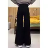 Jeans Anchos Negros Versión A para Mujer Otoño e Invierno Nuevos Tallas Grandes Chica Gordita Holgados Adelgazantes Figura de Pera Pantalones Rectos