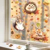 Pegatinas de Ventana de Ardilla Zorro Erizo de Otoño de Acción de Gracias Transfronterizas Hoja Dibujo Animado Mascota Linda Pegatinas Estáticas Adhesivo Decorativo
