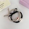 Paquete de dos ~ Linda cuerda básica para la cabeza de color rosa, clásica, en blanco y negro, correa para el cabello de alta elasticidad, anillo para el cabello súper duradero