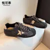 Zapatos de Entrenamiento Alemanes Planos de Cuero Genuino Estilo Retro para Mujer Zapatos Deportivos Casuales Versátiles con Cordones Cómodos Estilo Otoño 2026 Zapatos de Tabla de Estrellas