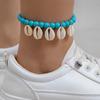 Joyería Transfronteriza Europea y Americana Estilo Bohemio Tobillera de Concha Personalizada Retro Turquesa con Cuentas Capa Única Joyería para el Pie para Mujer