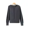 Elegante y juvenil cárdigan de punto 100% lana con cuello redondo y botones para mujer, chaqueta suéter de punto de manga larga para principios de otoño
