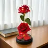 Flor de Rosa de Simulación Transfronteriza Tapa de Vidrio Regalo del Día de Qixi San Valentín Tapa de Flor de Tela Adorno Creativo Regalo de Cumpleaños