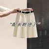 Saia midi plissada de lã tricotada branca para mulheres, outono e inverno, corte A, ajustada ao quadril, com design inspirado em Miu Miu, perfeita para combinar com botas ou saias curtas
