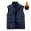 Novo Colete Masculino Casual com Forro de Fleece Dupla Face Outono e Inverno Colete Fotográfico com Múltiplos Bolsos Colete para Atividades ao Ar Livre Jaqueta Quente