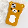 Adequado para iPhone 17Pro Japonês e Coreano Desenho Animado Rilakkuma Capa de Telefone Apple 13/14 Urso Flor de Ameixa Capa de Silicone Macio