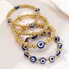 Moda Transfronteiriça Olho de Diabo Azul Pulseira Gótica de Contas Conjunto de 4 Peças Joias Femininas Atacado