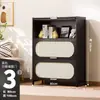 Cómoda Negra Estilo Mediados de Siglo Gabinete de Almacenamiento para Sala de Estar Dormitorio Gabinete de Almacenamiento Estantería Gabinete de Entrada Gabinete Estrecho Alto Multicapa