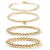 Conjunto de Pulseiras Europeias de Moda em Cobre Banhado a Ouro 14k com Pérolas para Mulheres Design Exquisito Versátil Senso de Moda Joias de Mão