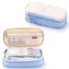 Bolsa de Lápis Grande Capacidade Resistente à Sujeira Bolsa de Armazenamento de Material Escolar Criativo para Estudantes Bolsa de Lápis com Combinação de Cores Macaron Caixa de Material Escolar