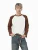 Mtlclothes Roupa Masculina Estilo Coreano Gola Redonda Cor Contrastante Retalhos Raglan Malha Camiseta Básica Confortável Casual Top Tendência
