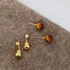 Pendientes de Plata de Ley 925 con Aguja Metálica, Piedra Ojo de Tigre, Estilo Retro Maillard Nuevo Estilo Chino, Forma de Calabaza, para Mujer, Ancora, Rojo Vino Tinto
