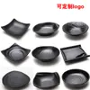 Plato de imitación de porcelana negra con forma japonesa para verduras, cocina creativa, sushi, melamina, especial para hot pot de res, plato de acompañamiento, vajilla