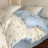 Juego de ropa de cama de cuatro piezas estilo vintage de lujo ligero 60S, ropa de cama de alta gama de jacquard de algodón puro, funda de edredón y sábana, adecuado para todas las estaciones