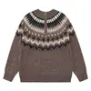 Suéter jacquard de media cremallera para hombre con cuello alto, con diseño de punto Fair Isle, corte holgado, mangas largas y un ambiente relajado, listo para las fiestas.
