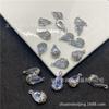 Borde de Cobre con Tres Flores 8*12mm Forma de Gota Fondo Puntiagudo Flor de Zircón Colgante con Borde en Forma de Flor Material para Accesorios de Joyería DIY