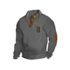 Amazon Best-Selling Transfronterizo Otoño e Invierno Talla Europea Hombre Casual al Aire Libre Cuello Alto Imitación Manga Larga Estampado Sudadera con Tres Botones