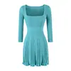 Ins Ropa de Mujer al por Mayor Estilo Europeo y Americano Transfronteriza 206 Otoño Nuevo Sexy Escote Generoso Manga Media Vestido de Punto Ajustado