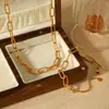 Colar de Corrente Cruzada Martelada em Aço Inoxidável para Mulheres Colar Versátil de Alta Qualidade Pulseira de Titânio Leve e Luxuosa