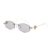 Novos Óculos de Sol Poligonais Sem Aro com Lentes de PC Cravejadas de Diamantes, Óculos para Miopia, Óculos de Sol Estilo de Rua Europeu e Americano