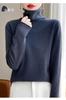 Suéter de lana con cuello alto para mujer, otoño e invierno, elegante, de punto fino con interior elegante y mangas largas.