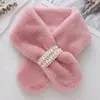 Cachecol de Pérolas Cachecol de Pelúcia Feminino Inverno Cabelo de Lontra Sintético Espessado Quente Moda Versátil Coreano Cor Sólida Proteção para o Pescoço Cachecol