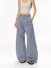 Venda Direta de Fábrica Calças Plissadas Americanas Azuis Xadrez Soltas Calças Casuais Finas Femininas Verão Soltas Pantalonas Casuais