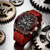 Reloj Luz de la Mañana Forma de Barril para Hombre Pantalla Dual Deportivo Esfera Grande Multifuncional Transfronterizo Reloj de Cuarzo para Estudiantes