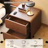 Mesita de noche de madera maciza para uso doméstico, nuevo modelo 2026, tamaño pequeño, color crema vintage, diseño minimalista moderno, gabinete de almacenamiento de mesita de noche