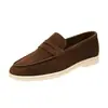 Mocasines Casuales para Hombre de Cuero Genuino Gamuza Capa Superior Slip-On Estilo Old Money Suela Suave Talla Grande Transfronterizos