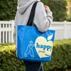 Bolsas personalizadas tecidas à mão com impressão colorida, sacolas de compras de supermercado de PP de grande capacidade, sacolas de brinde publicitárias para exposições com logotipo