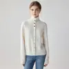 Cárdigan de Punto de Cachemira 100% Estilo Europeo Otoño/Invierno para Mujer, Suéter con Cuello Polo, Holgado, Bloques de Color, Prenda Exterior Superior con Botones
