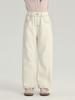 Calça infantil Pudding Haru 2025 primavera nova para meninas calça macia e confortável jeans branco infantil