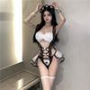 Qiyan sexy lingerie pijamas sexy empregada doméstica uniforme tentação open-end puro desejo qqny macacão terno suprimentos