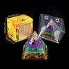Adorno de Pirámide de Bola de Cristal Natural, Pieza de Decoración para el Hogar de Grava de Cristal Recubierta de Resina, En Caja