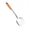 Cuchara y Espátula de Acero Inoxidable con Mango de Madera con Veta, Cuchara de Cocina de Acero Inoxidable, Espátula de Cocina para el Hogar, Espátula de Cantina