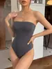 Cross-border 2026 Summer New Style Women's One-Shoulder Strapless Jumpsuit, Solid Color Slim-Fit, Strapless