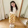 Conjunto de Verano para Niñas 2026 Nuevo Elegante Conjunto de Dos Piezas para Niños con Pantalones Acampanados Crop Moda de Verano para Bebés