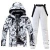 Novo traje de esqui masculino e feminino, conjunto de calças de snowboard duplas, estilo coreano, quente e espesso