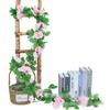 Decoración de arco de boda de ratán de rosa de simulación, paisajismo comercial con enredaderas que cubren la pared, flores artificiales al por mayor
