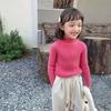 [em estoque] suéter básico para meninas outono e inverno 2025 novo para menina estilo estrangeiro gola alta sólida infantil quente