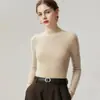Suéter de punto 100% cachemir puro de cuello semi-alto, corte ajustado, para mujer, capa base de otoño e invierno para commuting, jersey de manga larga