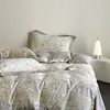 Juego de Cuatro Piezas de Algodón de Fibra Larga con Dibujos, 60 Piezas, Funda de Edredón Estampada 100% Algodón, Sábana Bajera Ajustable 100% Algodón, Juego de Ropa de Cama para Todas las Estaciones