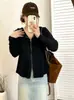 Ropa para Mujer Tallas Grandes Fuente Sudadera con Capucha Chaqueta de Doble Cremallera Superior Estilo Otoño 2026 Cárdigan de Punto Holgado para Mujeres Tallas Grandes