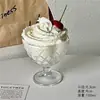 Vaso para Batido de Yogur Helado Taza de Postre Vidrio Incoloro Transparente Alto Creativo Hogareño Bol Bola de Nieve