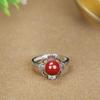 Transmisión en vivo con anillo de rosa con incrustaciones de oro púrpura de cinabrio de alto contenido, anillo de lujo ligero para mujer, anillo de piedra preciosa