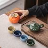 Juego de Té para Uso Doméstico, Juego Portátil para Preparar Té Kung Fu con Jarra, Cerámica de Alta Gama Una Tetera y Cuatro Tazas, Caja de Regalo para Oficina, Tendencia Nacional