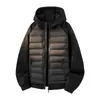 Chaqueta acolchada de plumón de pato blanco al 90% para hombre, de corte holgado, diseño patchwork y capucha; una chaqueta de plumón ligera adecuada para parejas